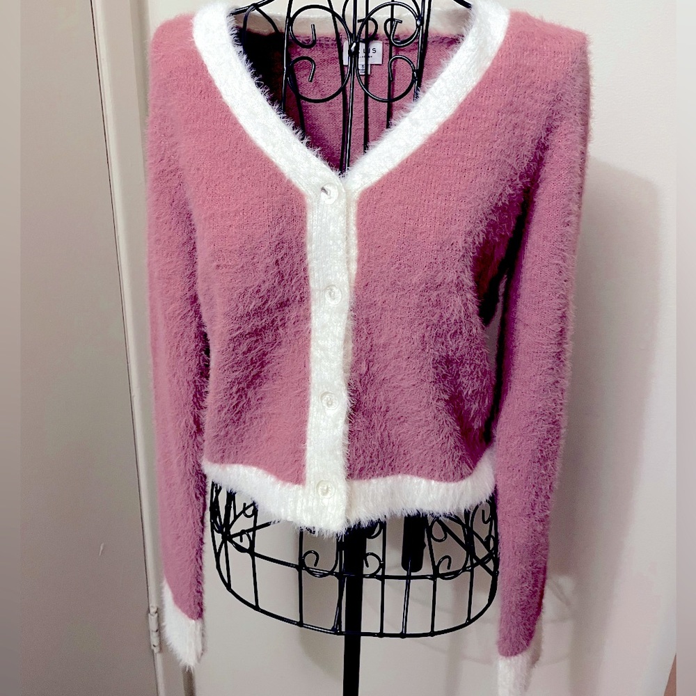 Dolls Kill Fuzzy Pink Cardigan